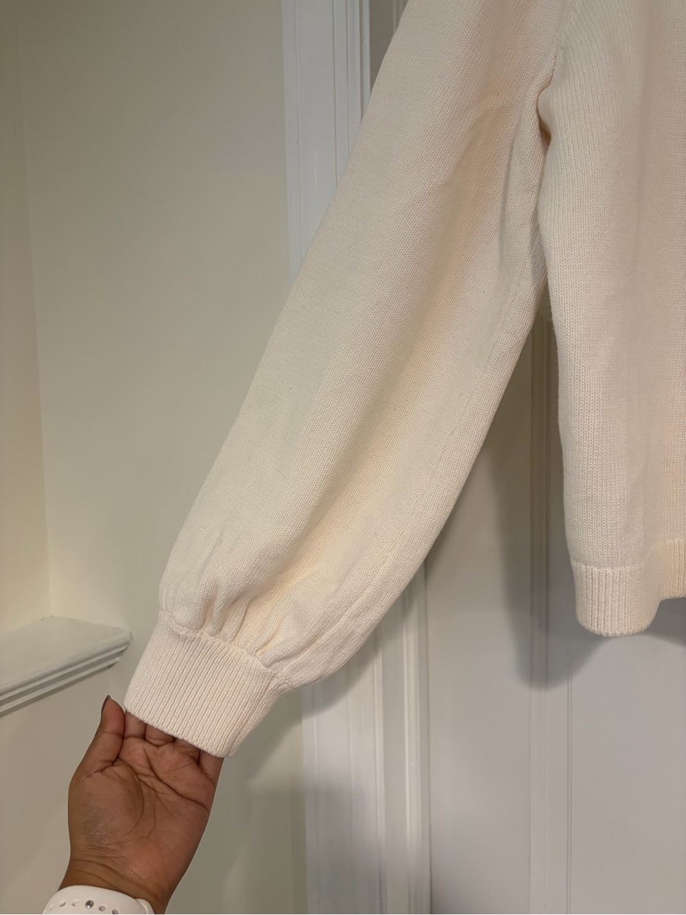 LOFT Cream Cardigan with Black Bow Detail - Picture 4 of 6